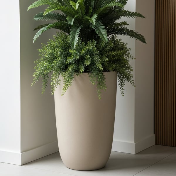 Premium 80cm Decorative Composite Planter Set with Premium Artificial Greenery