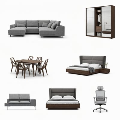 Set dining room — flat-pack packaging, assembly in under 30 minutes